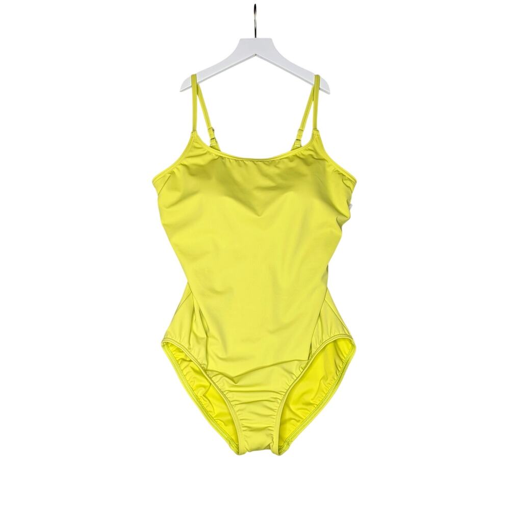 Lands’ End Women's Tugless Thin Strap One Piece Swimsuit Size 14 Sunshine Lime